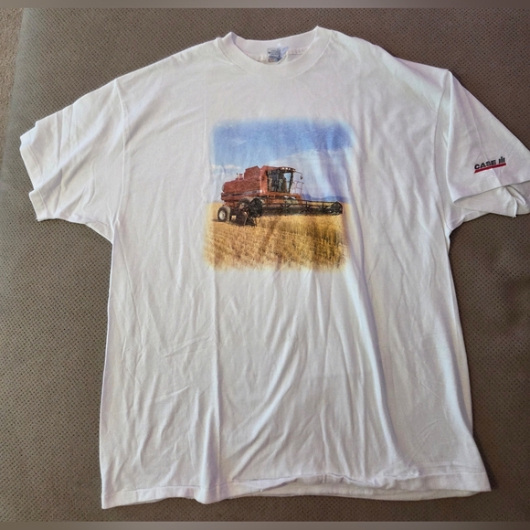 NWOT VINTAGE 90'S MEN'S HANES BEEFY-T TEE WHITE T-SHIRT 100% COTTON Case IH - Picture 2 of 14